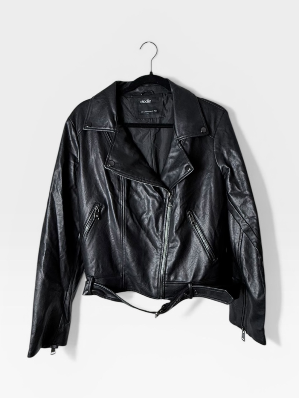 Elodie Faux Black‎ Leather Moto Jacket Size XL (M)